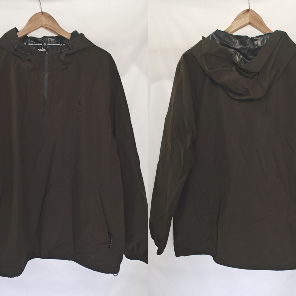 Palm Golf Upgrade Windbreaker Half Zip Jacket‎ Hooded Pullover Anorak Green XL